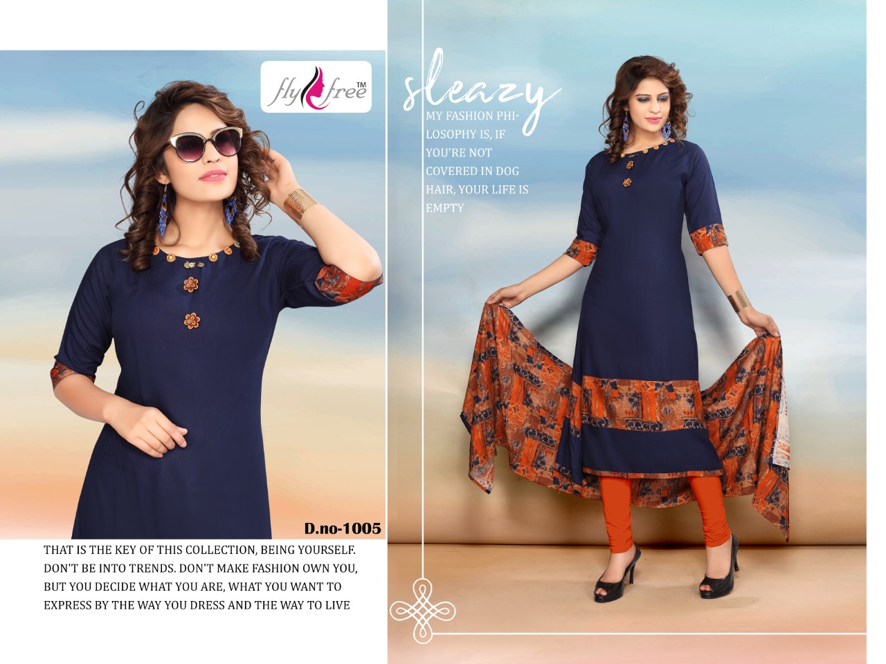 Nidhi By Fly Free 2801 To 2808 Series Beautiful Stylish Colorful Fancy Party Wear & Ethnic Wear & Ready To Wear Heavy Rayon Printed Kurtis & Dupattas At Wholesale Price