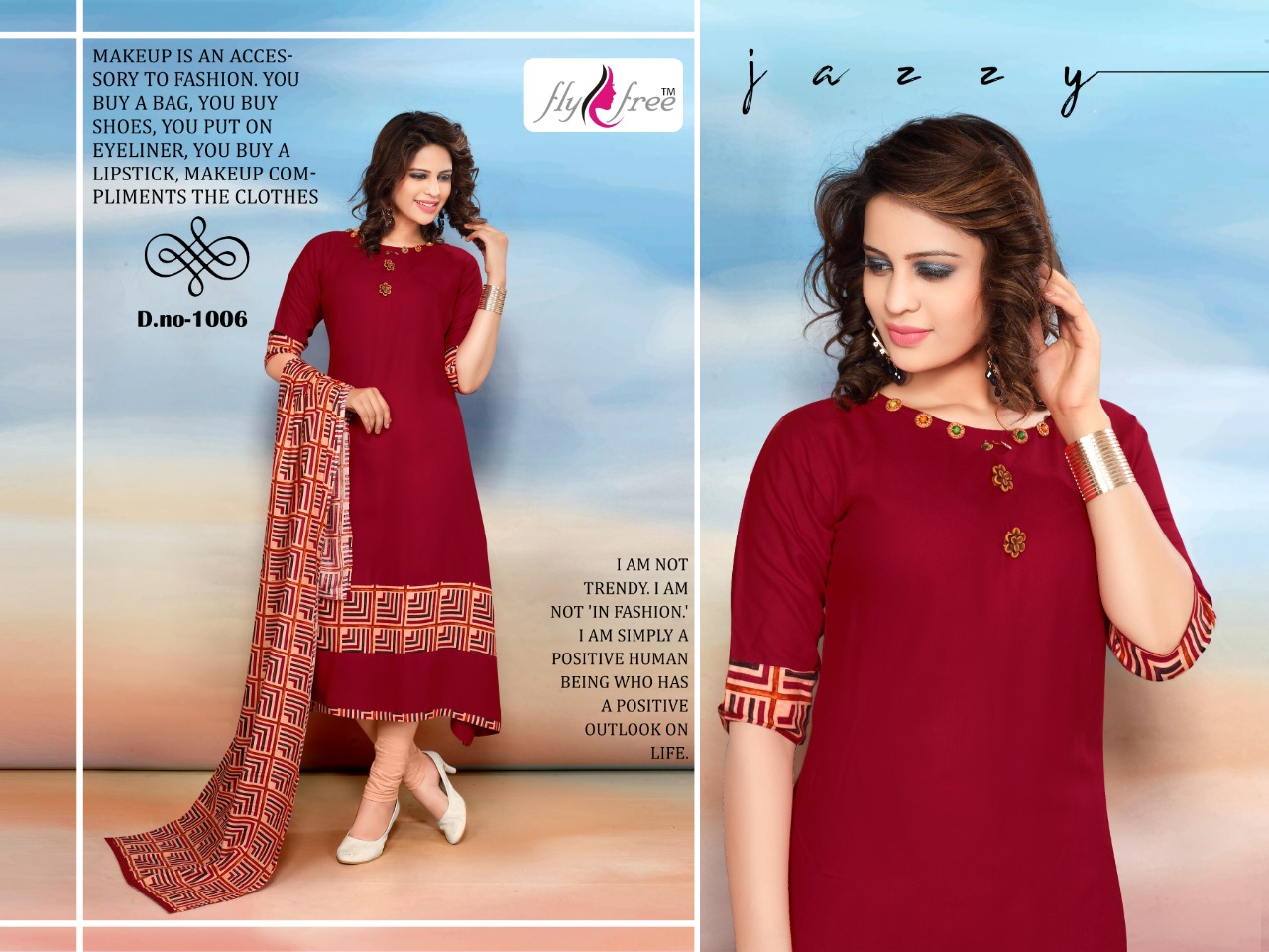 Nidhi By Fly Free 2801 To 2808 Series Beautiful Stylish Colorful Fancy Party Wear & Ethnic Wear & Ready To Wear Heavy Rayon Printed Kurtis & Dupattas At Wholesale Price