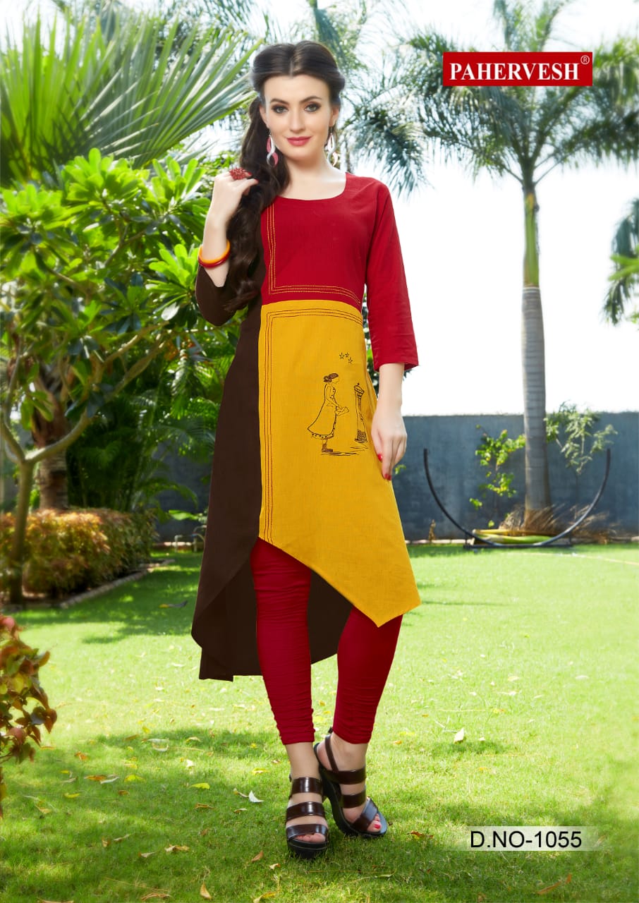 Niharika Vol-3 By Pahervesh 1051 To 1058 Series Beautiful Colorful Stylish Fancy Casual Wear & Ethnic Wear & Ready To Wear Cotton Flex Kurtis At Wholesale Price