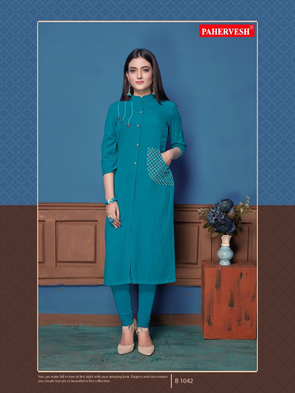 Nikhar Vol-2 By Pahervesh  Stylish Fancy Beautiful Colorful Casual Wear & Ethnic Wear Rayon And Rayon Flex With Hand Work And Embroidery Work Kurtis At Wholesale Price