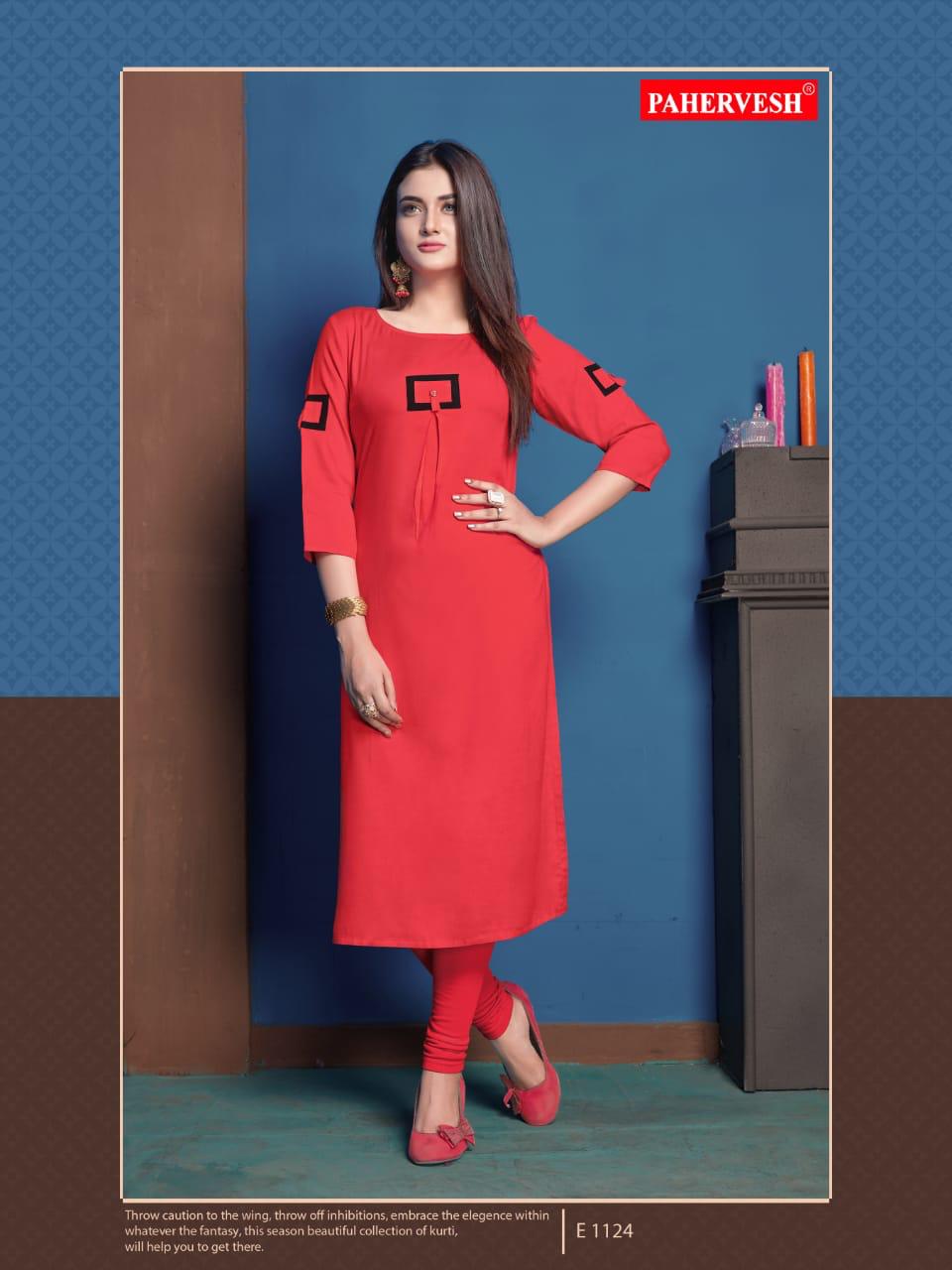 Nikhar Vol-2 By Pahervesh  Stylish Fancy Beautiful Colorful Casual Wear & Ethnic Wear Rayon And Rayon Flex With Hand Work And Embroidery Work Kurtis At Wholesale Price