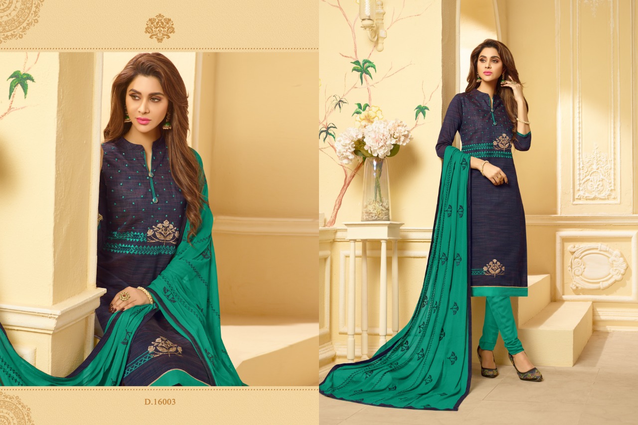 Nirali -4 Raghav Royal 16001 To 16012 Series Beautiful Suits Colorful Stylish Fancy Colorful Casual Wear & Ethnic Wear  Cotton Slub  With Work Dresses At Wholesale Price