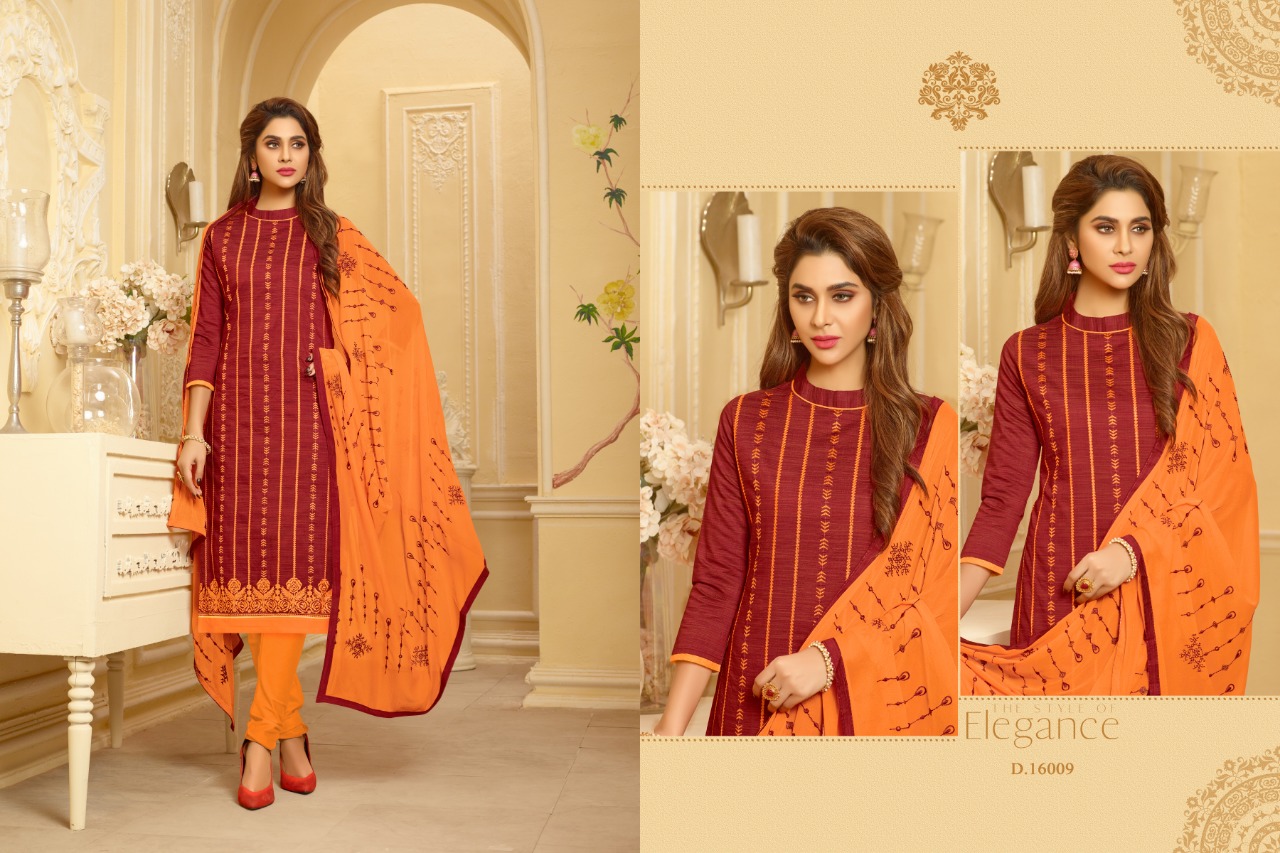 Nirali -4 Raghav Royal 16001 To 16012 Series Beautiful Suits Colorful Stylish Fancy Colorful Casual Wear & Ethnic Wear  Cotton Slub  With Work Dresses At Wholesale Price