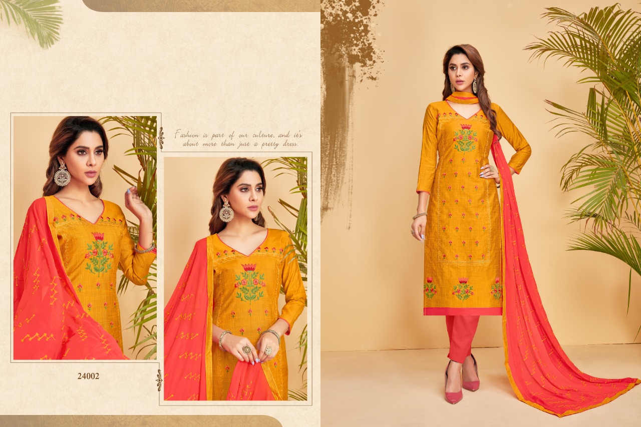 Nirali-5 By Raghav Royal 24001 To 24012 Series Beautiful Suits Colorful Stylish Fancy Colorful Casual Wear & Ethnic Wear South Cotton Slub With Work Dresses At Wholesale Price