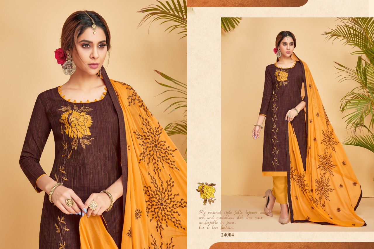 Nirali-5 By Raghav Royal 24001 To 24012 Series Beautiful Suits Colorful Stylish Fancy Colorful Casual Wear & Ethnic Wear South Cotton Slub With Work Dresses At Wholesale Price