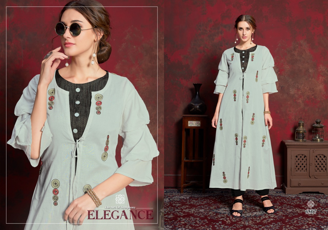 Nirvana By Micro Designer 6501 To 6508 Series Beautiful Stylish Fancy Colorful Casual Wear & Ethnic Wear & Ready To Wear Pure Muslin Embroidery Kurtis At Wholesale Price