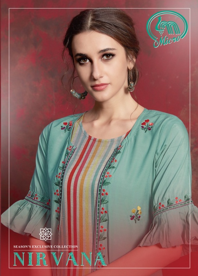 Nirvana By Micro Designer 6501 To 6508 Series Beautiful Stylish Fancy Colorful Casual Wear & Ethnic Wear & Ready To Wear Pure Muslin Embroidery Kurtis At Wholesale Price