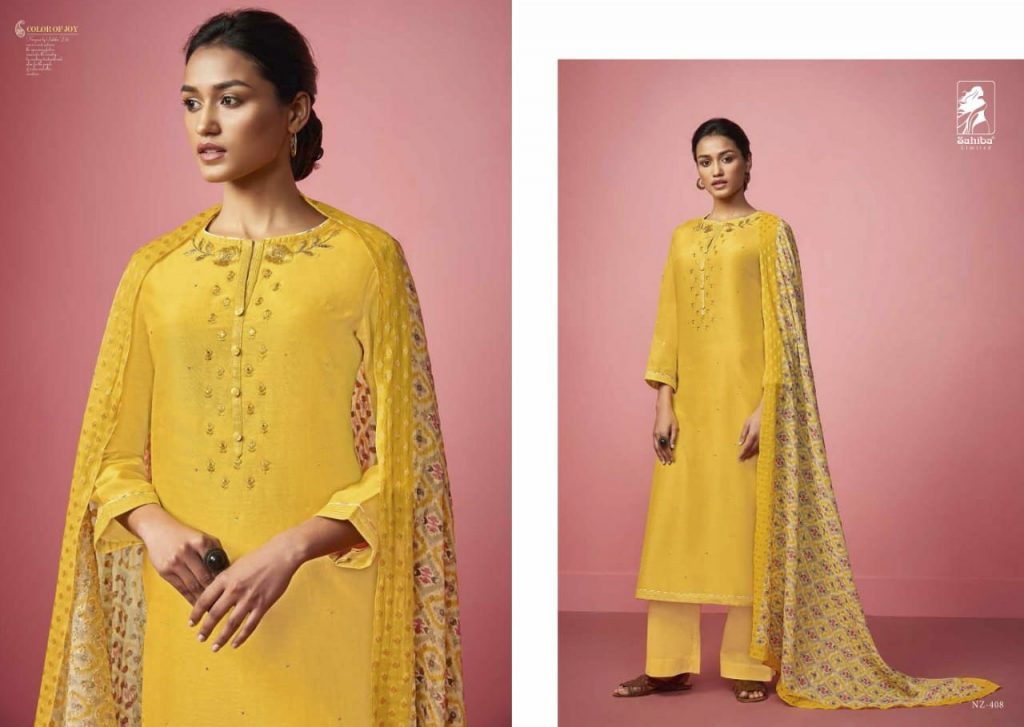 Nirzara By Sahiba Fabrics Designer Pakistani Suits Collection Beautiful Stylish Fancy Colorful Party Wear & Ethnic Wear South Silk Embroidered Dresses At Wholesale Price