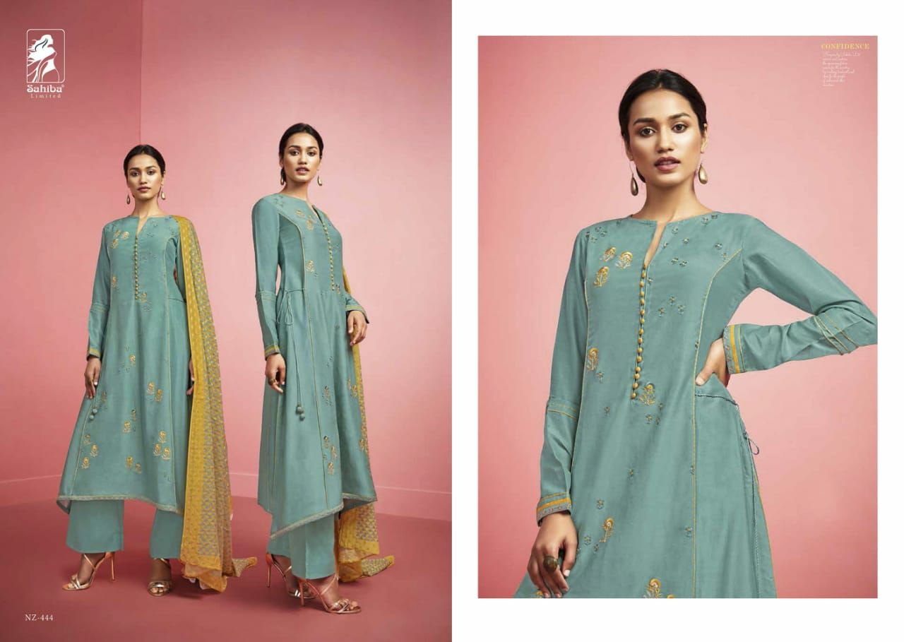 Nirzara By Sahiba Fabrics Designer Pakistani Suits Collection Beautiful Stylish Fancy Colorful Party Wear & Ethnic Wear South Silk Embroidered Dresses At Wholesale Price