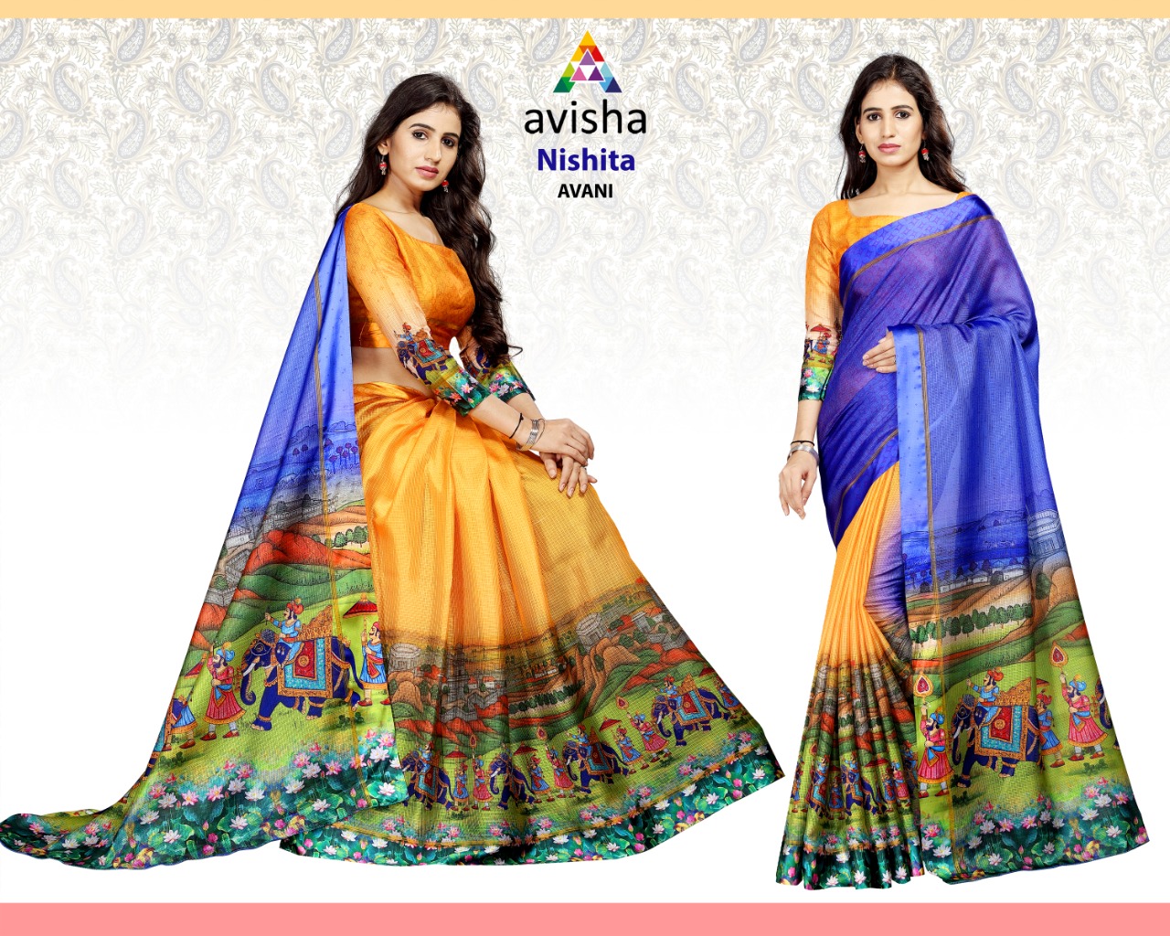 Nishita By Avisha Indian Traditional Wear Collection Beautiful Stylish Fancy Colorful Party Wear & Occasional Wear Tapadiya Checks Printed Sarees At Wholesale Price