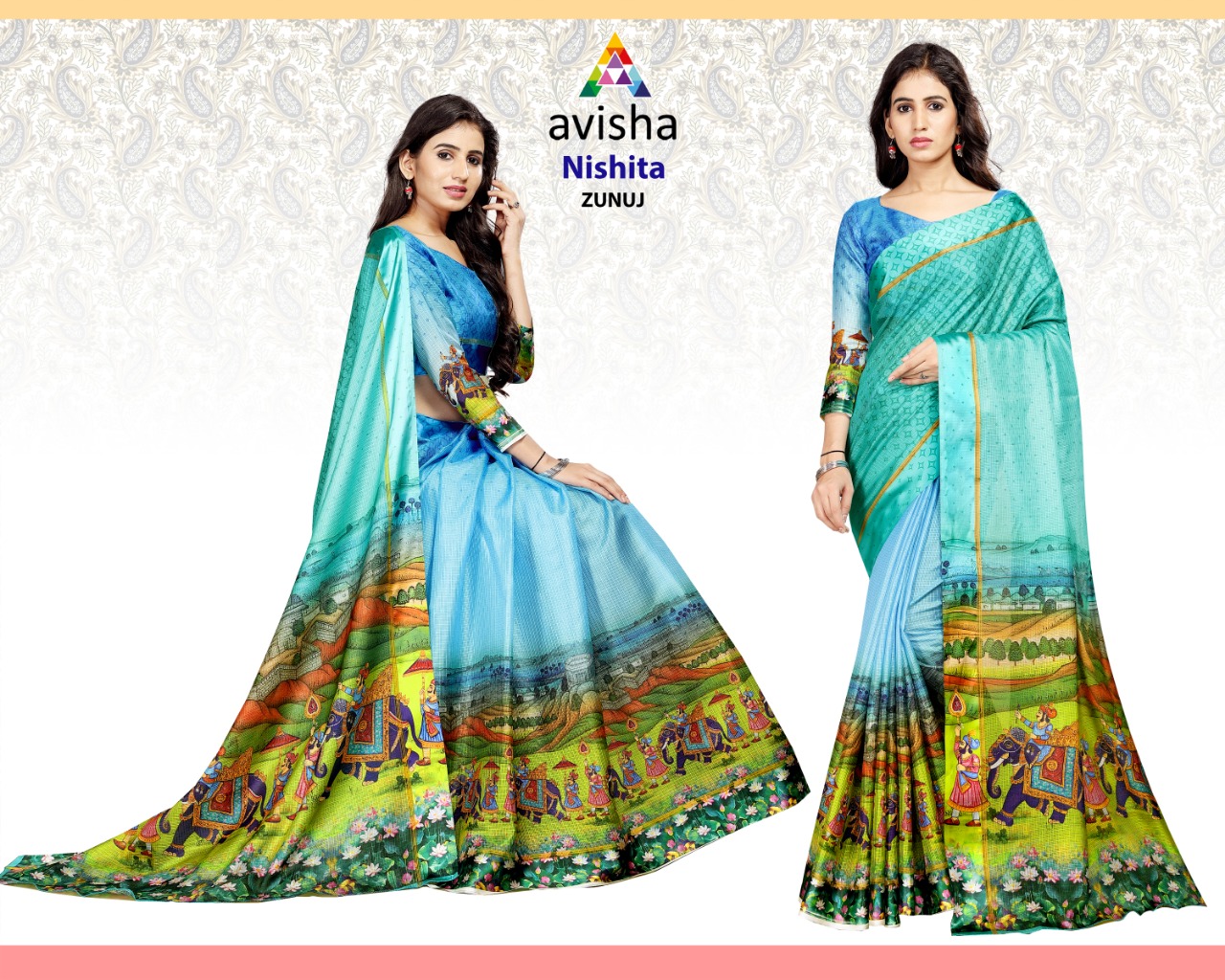 Nishita By Avisha Indian Traditional Wear Collection Beautiful Stylish Fancy Colorful Party Wear & Occasional Wear Tapadiya Checks Printed Sarees At Wholesale Price