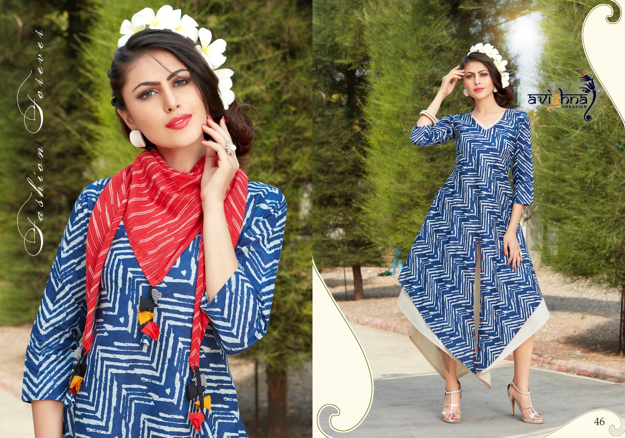 Nishtha Vol-1 By Avighna Creation 40 To 47 Series Beautiful Colorful Stylish Fancy Casual Wear & Ethnic Wear & Ready To Wear Heavy Rayon & Cotton Kurtis At Wholesale Price