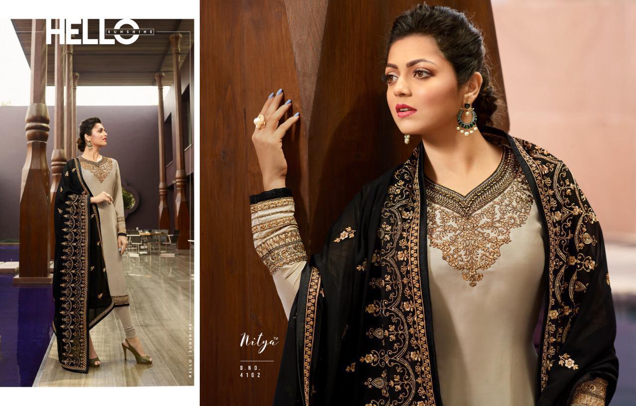 Nitya Vol-141 Hit List By Lt Fabrics Designer Collection Suits Beautiful Stylish Fancy Colorful Party Wear & Occasional Wear Satin Georgette Embroidered Dresses At Wholesale Price