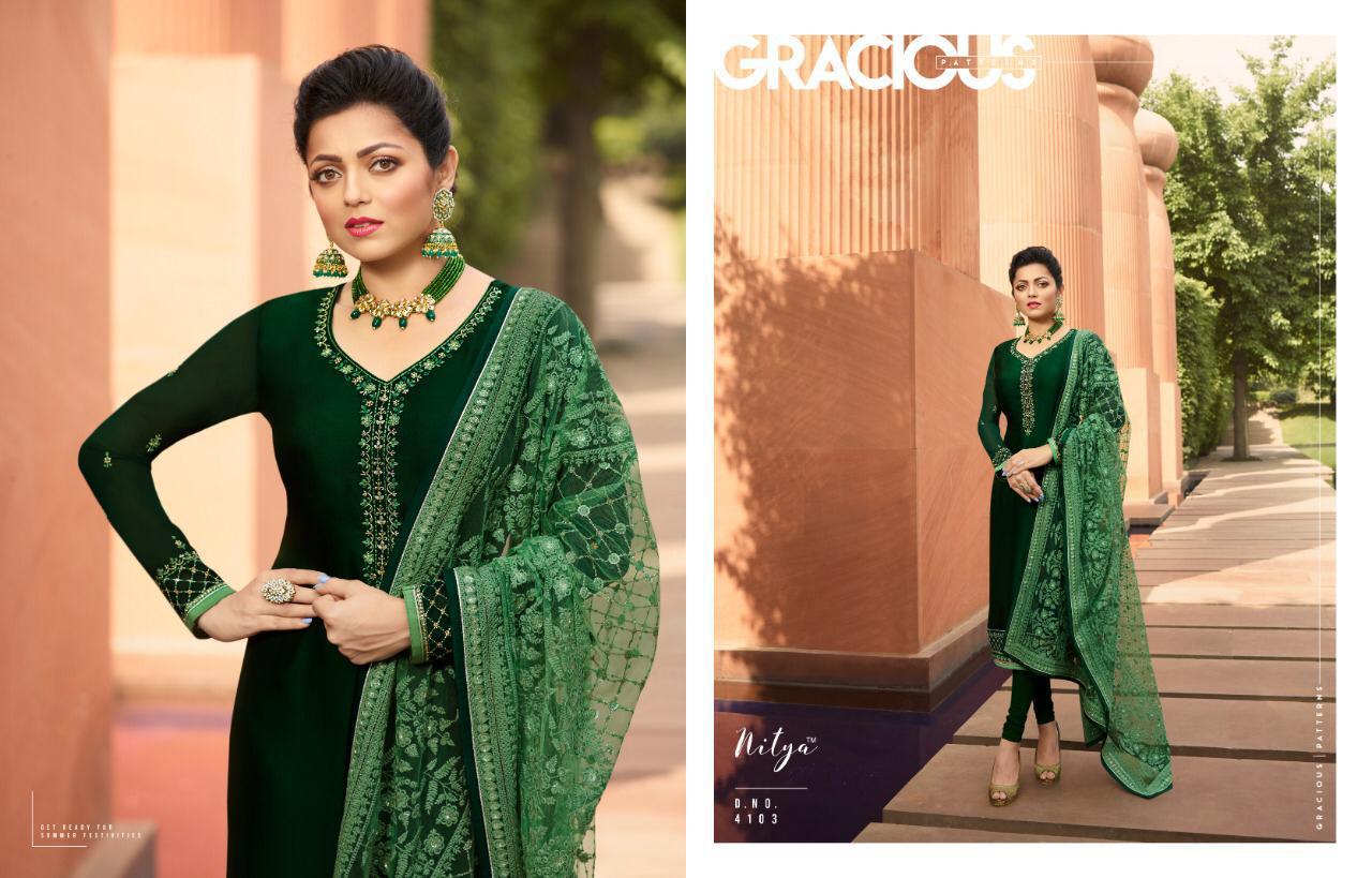 Nitya Vol-141 Hit List By Lt Fabrics Designer Collection Suits Beautiful Stylish Fancy Colorful Party Wear & Occasional Wear Satin Georgette Embroidered Dresses At Wholesale Price