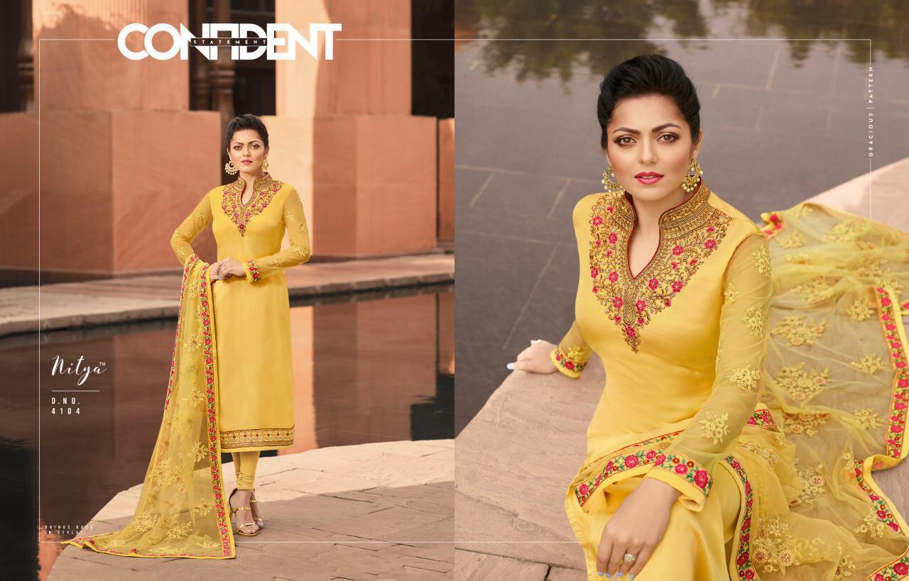 Nitya Vol-141 Hit List By Lt Fabrics Designer Collection Suits Beautiful Stylish Fancy Colorful Party Wear & Occasional Wear Satin Georgette Embroidered Dresses At Wholesale Price
