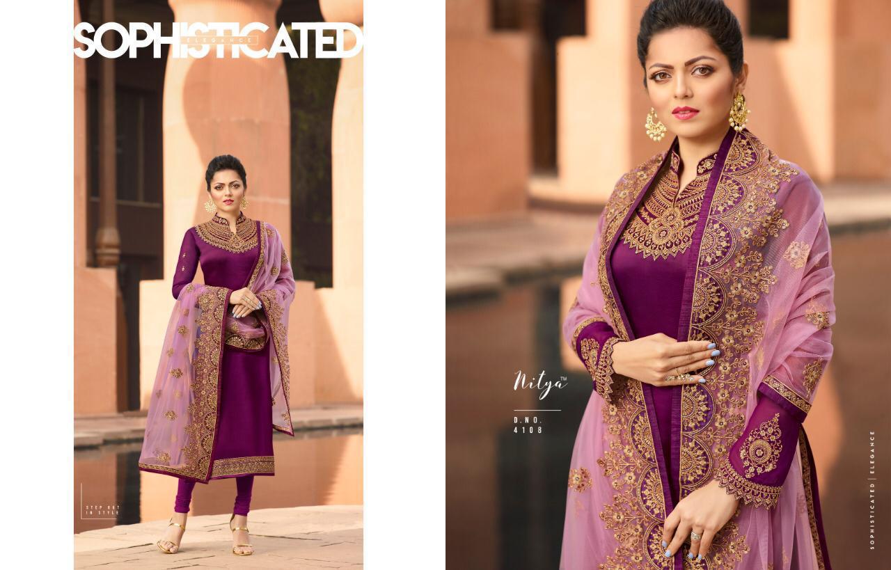 Nitya Vol-141 Hit List By Lt Fabrics Designer Collection Suits Beautiful Stylish Fancy Colorful Party Wear & Occasional Wear Satin Georgette Embroidered Dresses At Wholesale Price