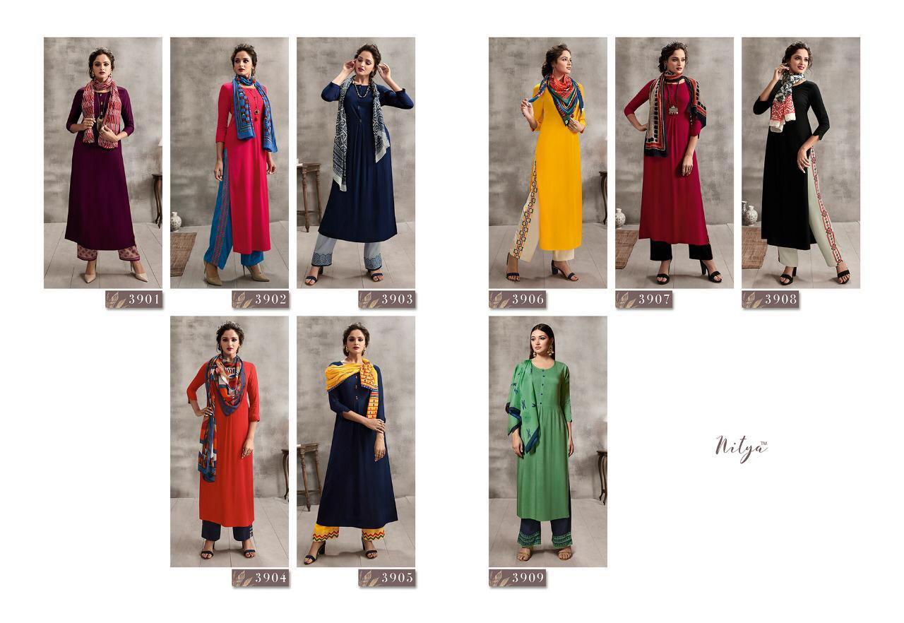Nitya Vol-39 Nx Hit List By Lt Fabrics 3901 To 3909 Series Designer Collection Beautiful Stylish Fancy Colorful Party Wear & Occasional Wear Rayon Dresses At Wholesale Price