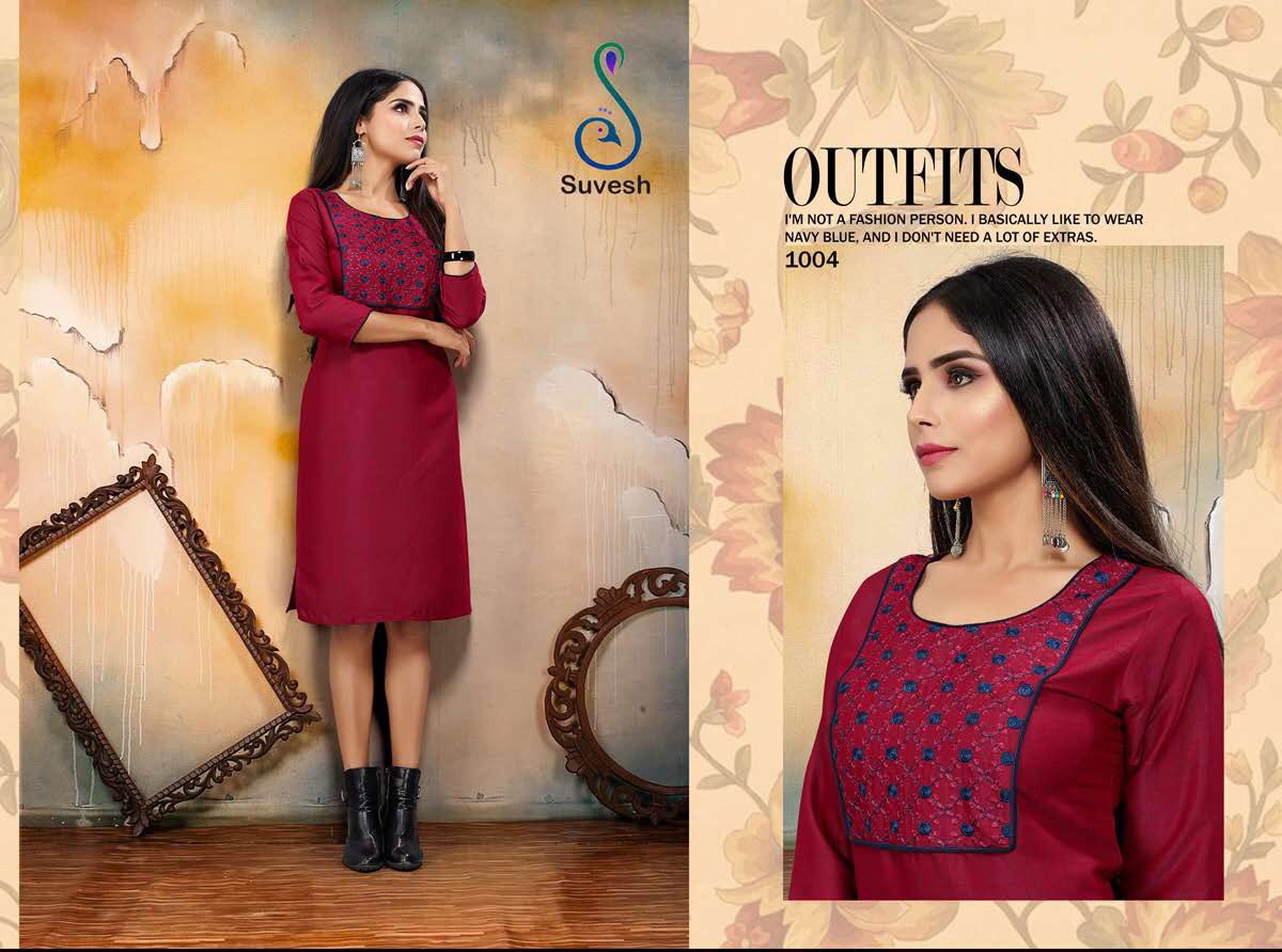 Niyati Vol-2 By Suvesh 1001 To 1008 Series Beautiful Stylish Fancy Colorful Casual Wear & Ethnic Wear & Ready To Wear Rayon Two Tone Kurtis  At Wholesale Price