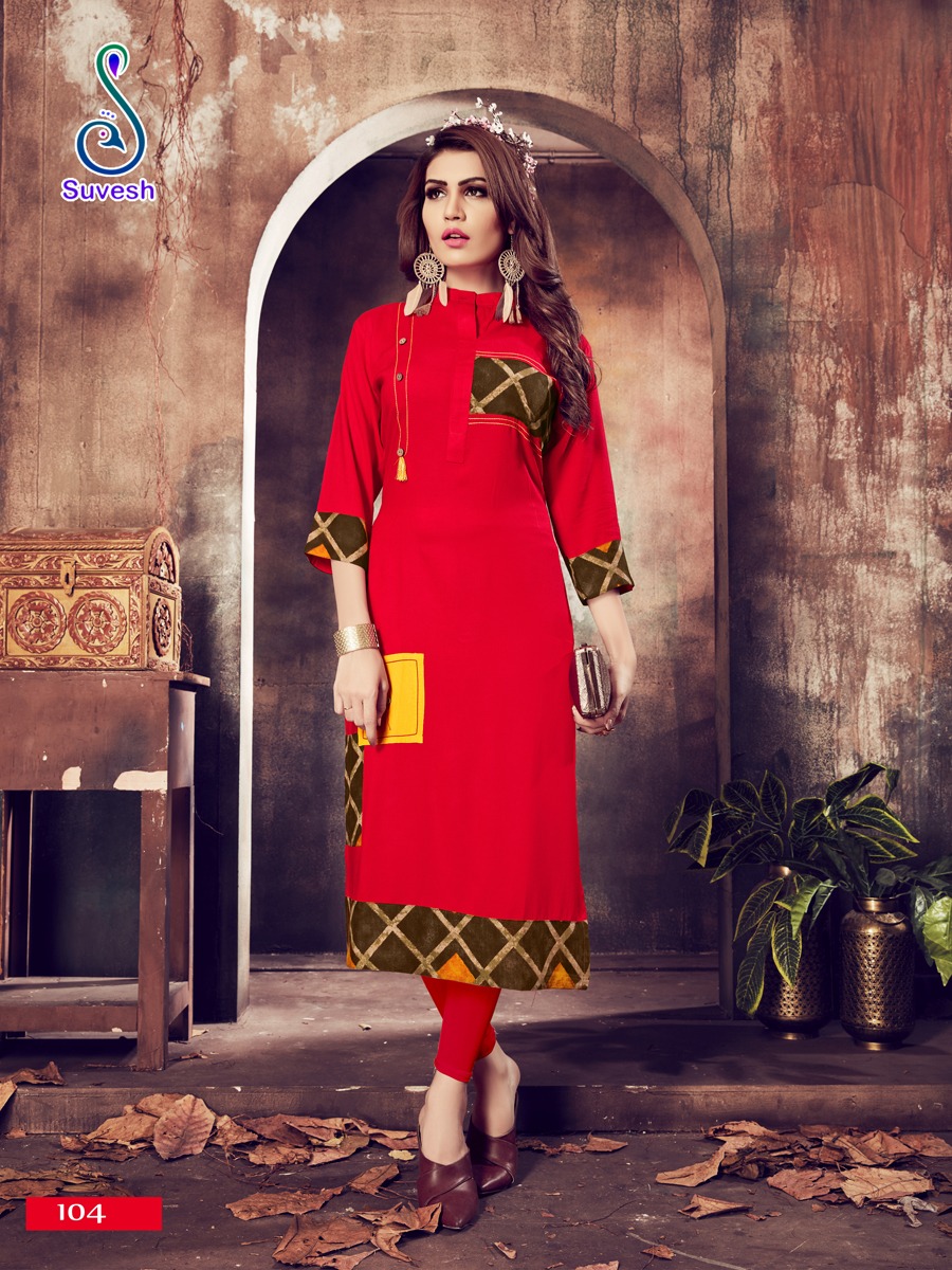 Niyati By Suvesh 101 To 108 Series Beautiful Colorful Stylish Fancy Casual Wear & Ethnic Wear & Ready To Wear Rayon Printed Kurtis At Wholesale Price