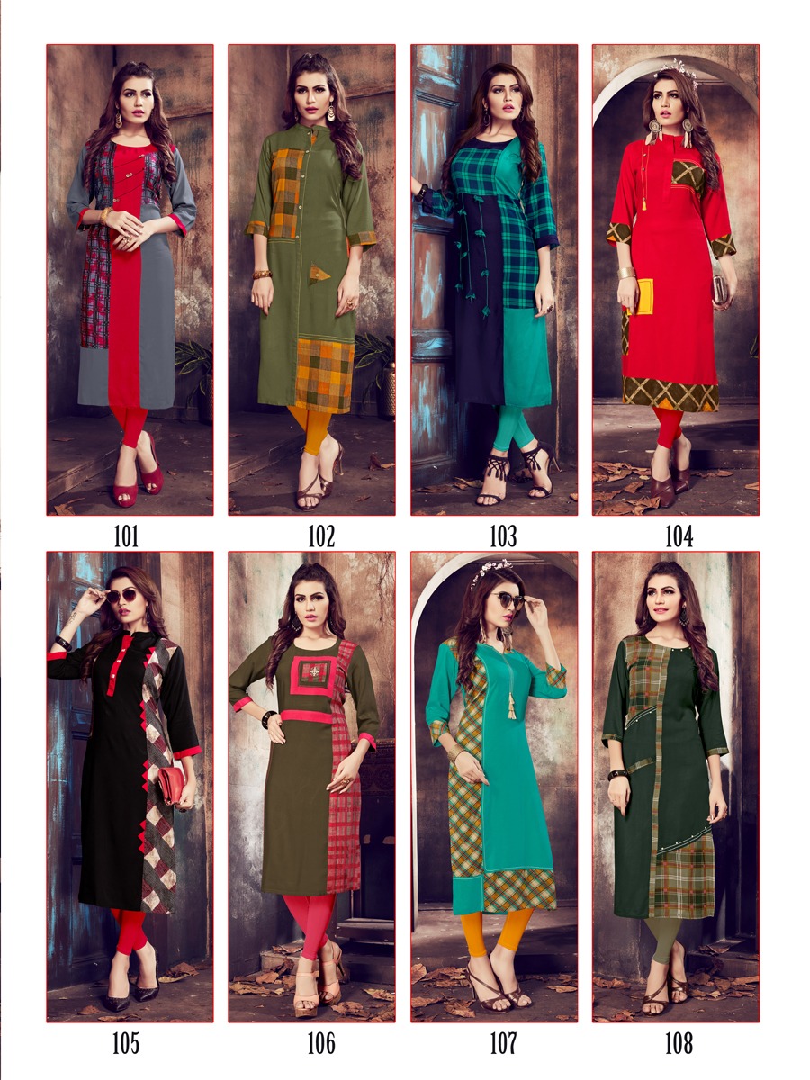 Niyati By Suvesh 101 To 108 Series Beautiful Colorful Stylish Fancy Casual Wear & Ethnic Wear & Ready To Wear Rayon Printed Kurtis At Wholesale Price