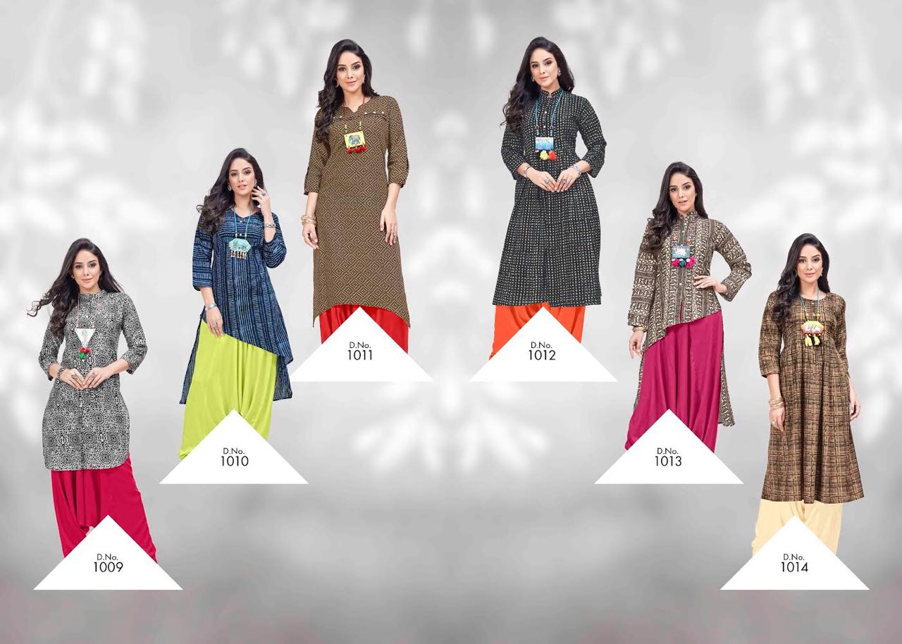 Noor By Iris 1009 To 1014 Series Beautiful Stylish Fancy Colorful Casual Wear & Ethnic Wear & Ready To Wear Pure Cotton Printed Kurtis At Wholesale Price