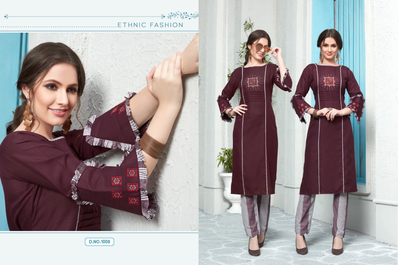 Noor Vol-4 By Kajri Style 1001 To 1008 Series Beautiful Stylish Fancy Colorful Casual Wear & Ethnic Wear & Ready To Wear Rayon Slub With Embroidery Kurtis At Wholesale Price
