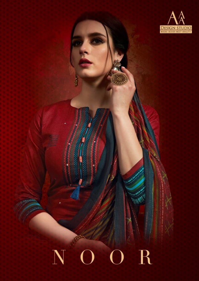Noor By Aaa Design Studio 6001-a To 6005-b Series Beautiful Suits Colorful Stylish Fancy Casual Wear & Ethnic Wear Cotton Satin With Work Dresses At Wholesale Price