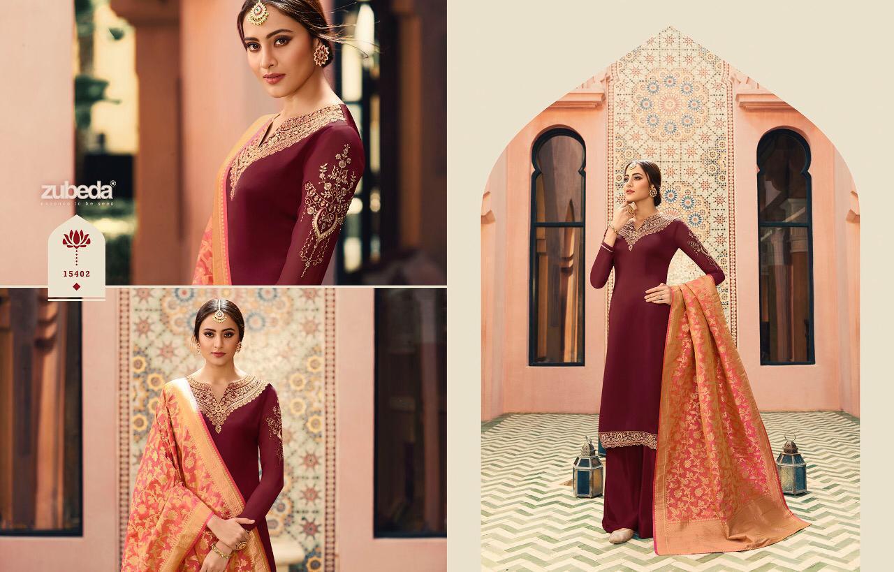 Nyra Banrasi Dupatta Vol-2 By Zubeda 15401 To 15408 Series Designer Suits Collection Beautiful Stylish Fancy Colorful Party Wear & Occasional Wear Stain Georgette Embroidered Dresses At Wholesale Price