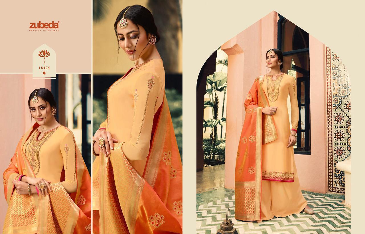 Nyra Banrasi Dupatta Vol-2 By Zubeda 15401 To 15408 Series Designer Suits Collection Beautiful Stylish Fancy Colorful Party Wear & Occasional Wear Stain Georgette Embroidered Dresses At Wholesale Price