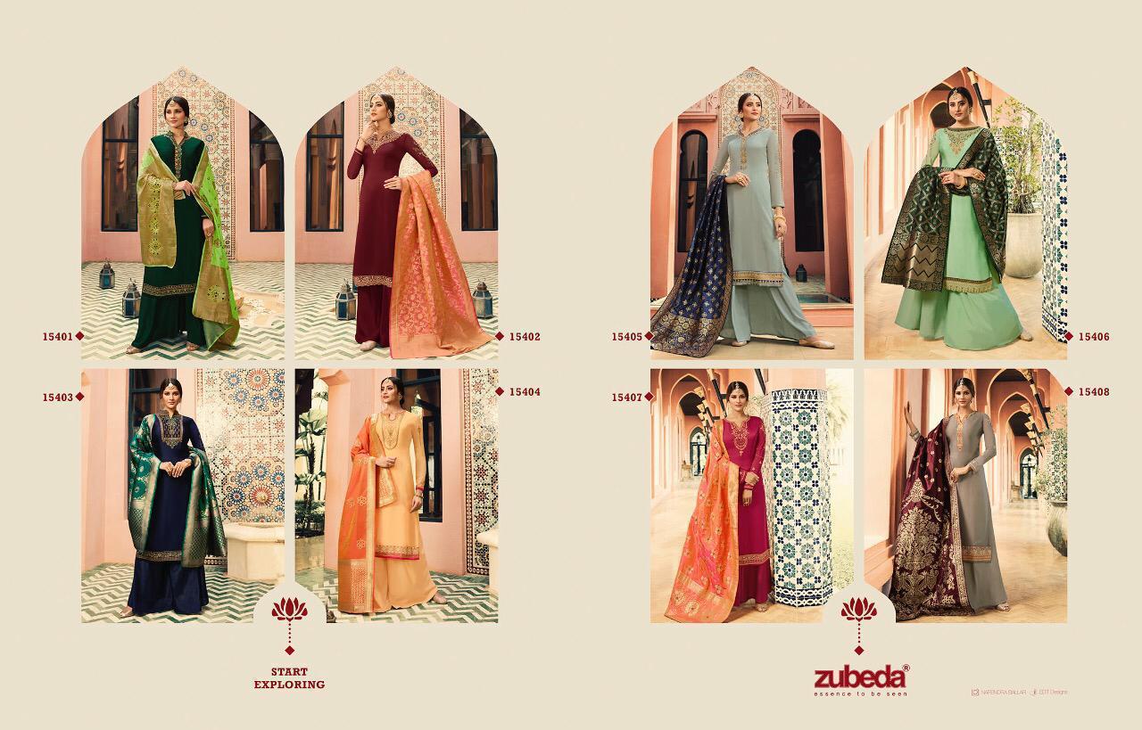 Nyra Banrasi Dupatta Vol-2 By Zubeda 15401 To 15408 Series Designer Suits Collection Beautiful Stylish Fancy Colorful Party Wear & Occasional Wear Stain Georgette Embroidered Dresses At Wholesale Price