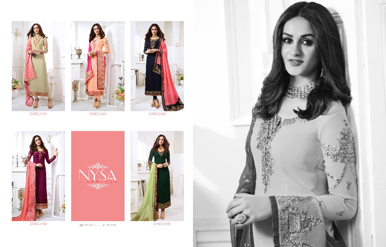 Nysa Vol-12 By Nysa Lifestyle 2101 To 2105 Series Beautiful Suits Colorful Stylish Fancy Party Wear & Ethnic Wear Georgette Embroidered Dresses At Wholesale Price