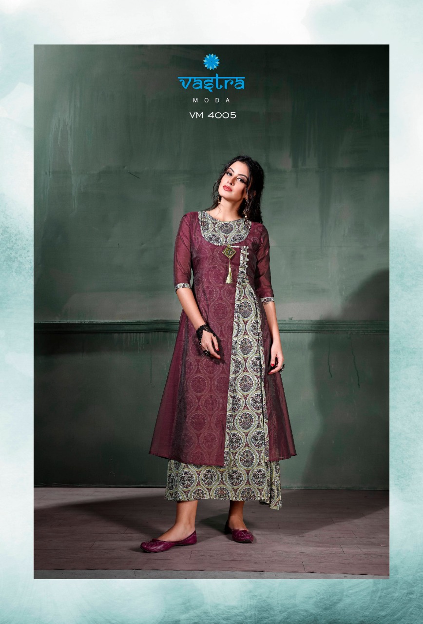 Occasional Vol-1 By Vastra Moda 4001 To 4005 Series Beautiful Designer Colorful Stylish Fancy Casual Wear & Ethnic Wear & Ready To Wear Rayon With Chanderi Kurtis At Wholesale Price