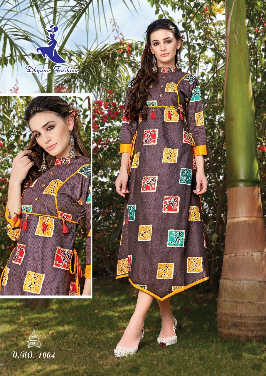 Olivia Vol-1 By Dhyana Fashion 1001 To 1008 Series Beautiful Stylish Fancy Colorful Casual Wear & Ethnic Wear Rayon Printed Kurtis At Wholesale Price