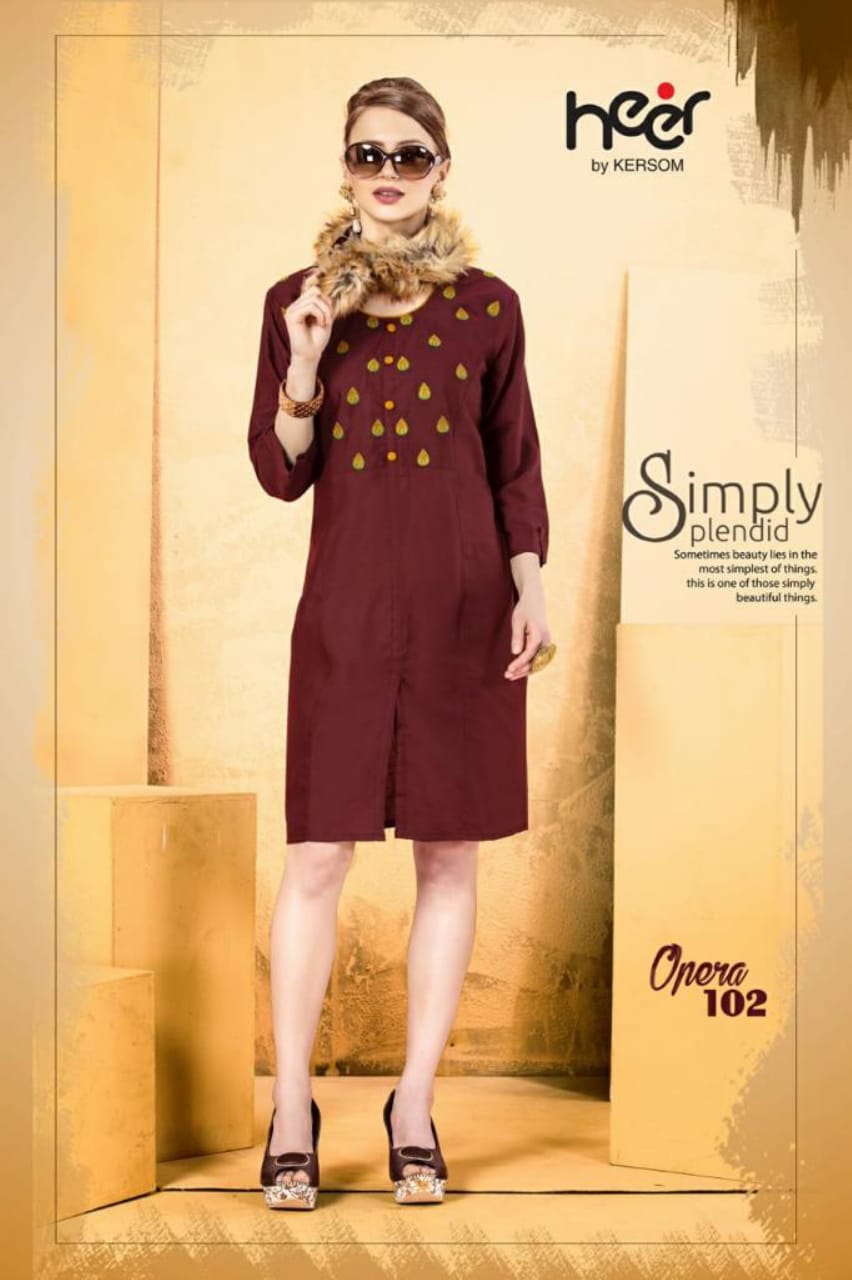 Opera By Heer 101 To 108 Series Beautiful Colorful Stylish Fancy Casual Wear & Ethnic Wear & Ready To Wear Heavy Cotton Dobby Quality Kurtis At Wholesale Price