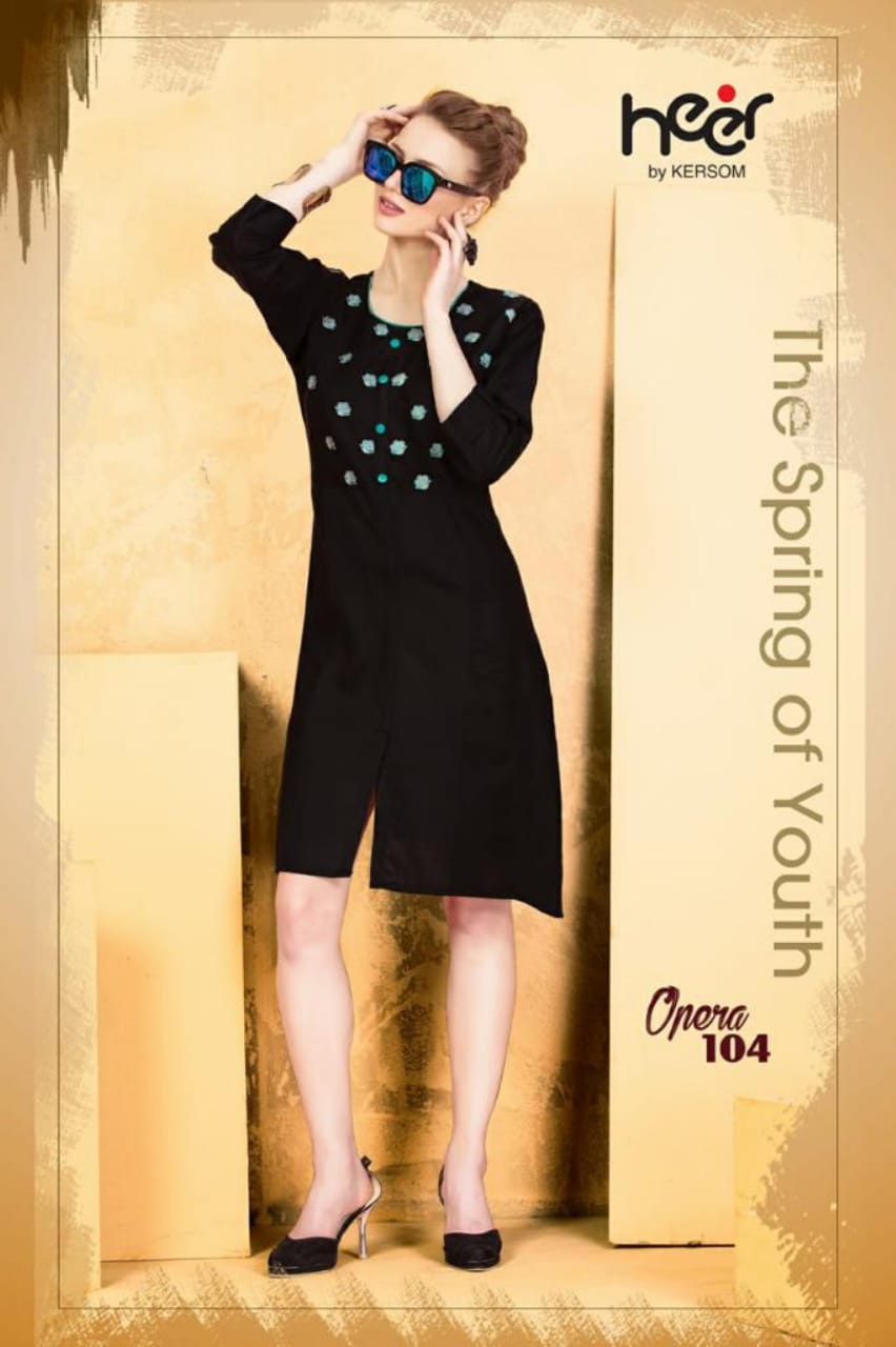 Opera By Heer 101 To 108 Series Beautiful Colorful Stylish Fancy Casual Wear & Ethnic Wear & Ready To Wear Heavy Cotton Dobby Quality Kurtis At Wholesale Price