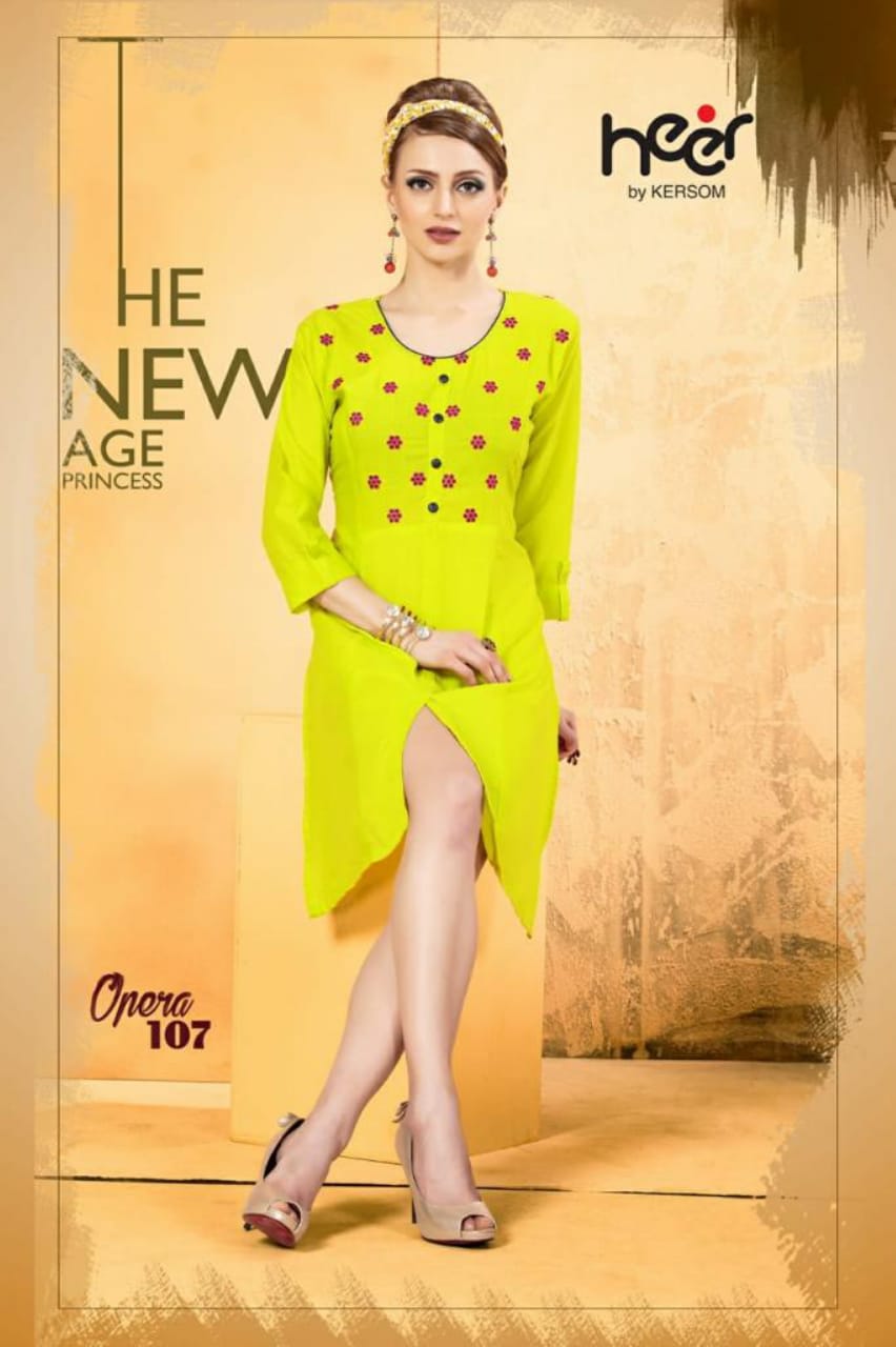 Opera By Heer 101 To 108 Series Beautiful Colorful Stylish Fancy Casual Wear & Ethnic Wear & Ready To Wear Heavy Cotton Dobby Quality Kurtis At Wholesale Price