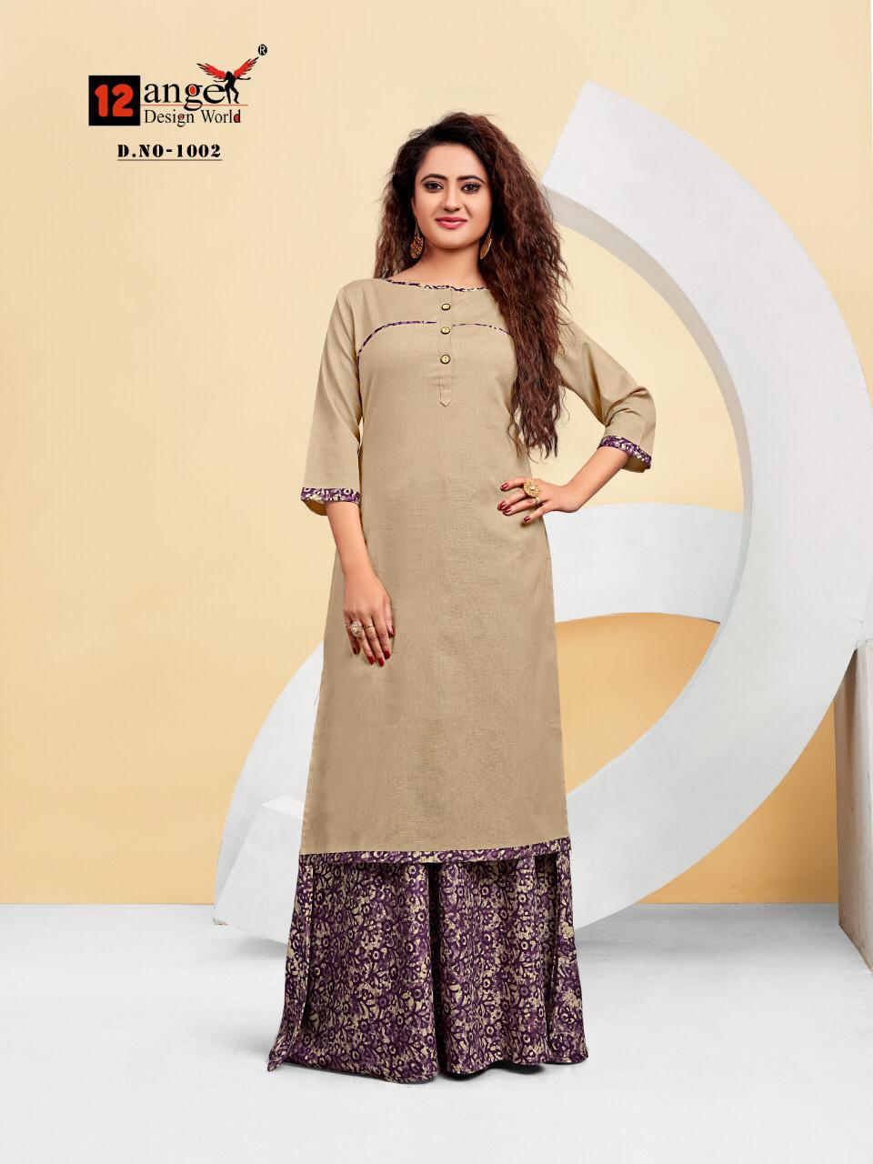 Orchid By 12 Angel 1001 To 1008 Series Indian Traditional Wear Collection Beautiful Stylish Fancy Colorful Party Wear & Occasional Wear Flex Cotton Kurtis & Rayon Print Palazzo At Wholesale Price