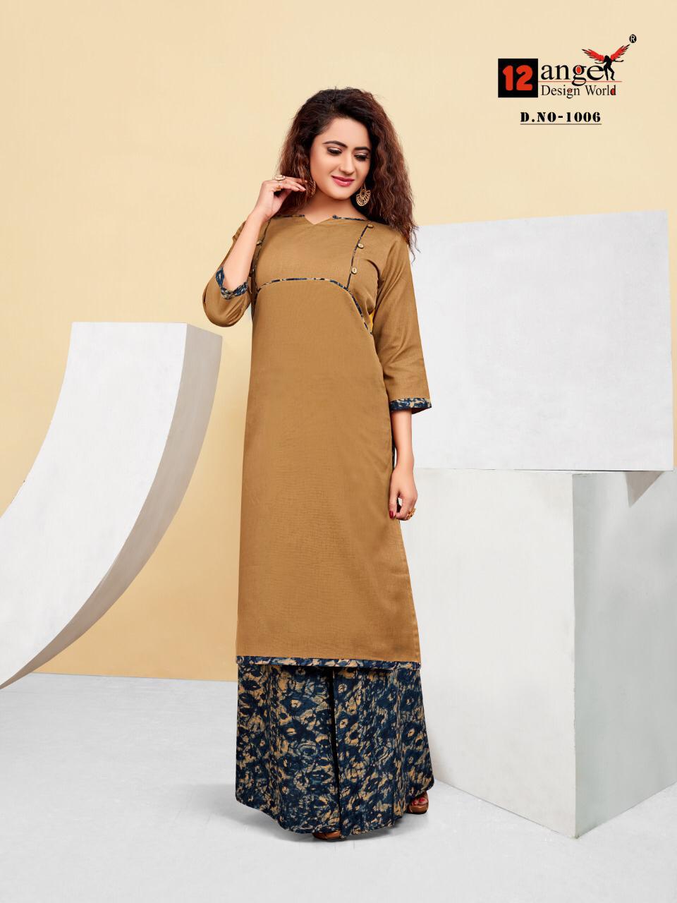 Orchid By 12 Angel 1001 To 1008 Series Indian Traditional Wear Collection Beautiful Stylish Fancy Colorful Party Wear & Occasional Wear Flex Cotton Kurtis & Rayon Print Palazzo At Wholesale Price