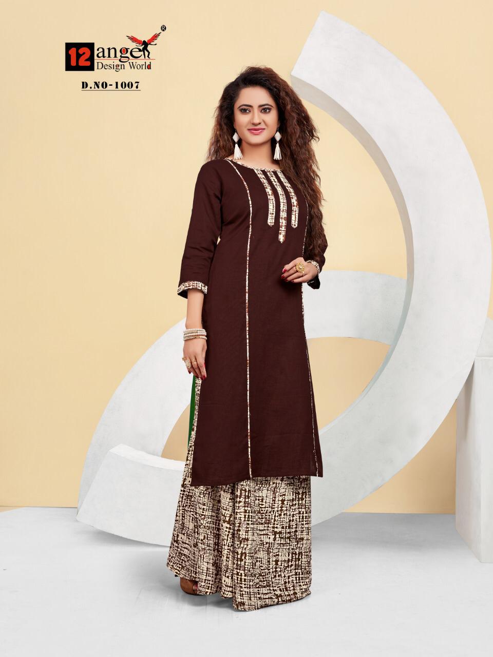 Orchid By 12 Angel 1001 To 1008 Series Indian Traditional Wear Collection Beautiful Stylish Fancy Colorful Party Wear & Occasional Wear Flex Cotton Kurtis & Rayon Print Palazzo At Wholesale Price