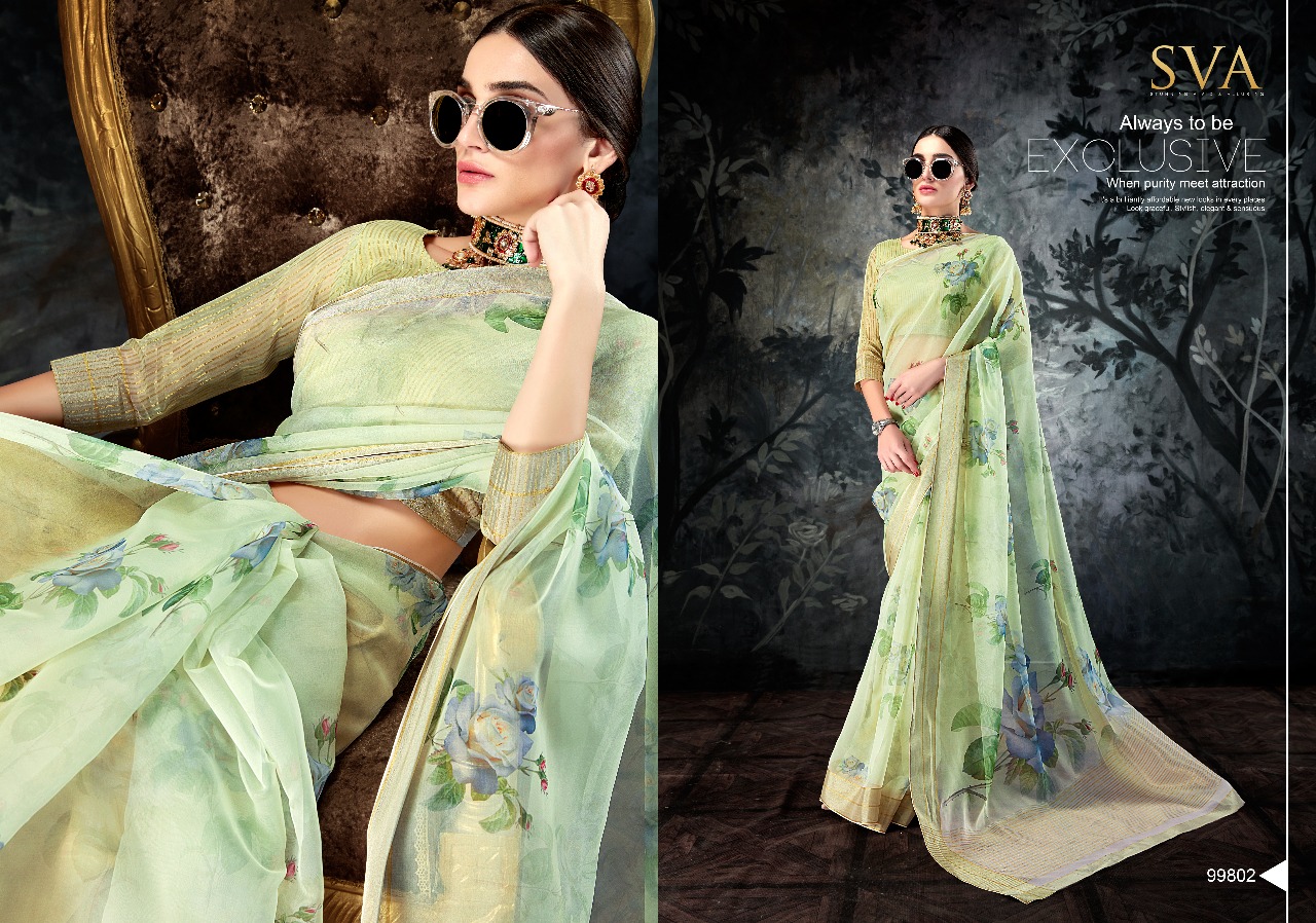 Organza Sarees By Sva 99801 To 99810 Series Designer Indian Traditional Wear Collection Beautiful Stylish Fancy Colorful Party Wear & Occasional Wear Pure Organza Sarees At Wholesale Price