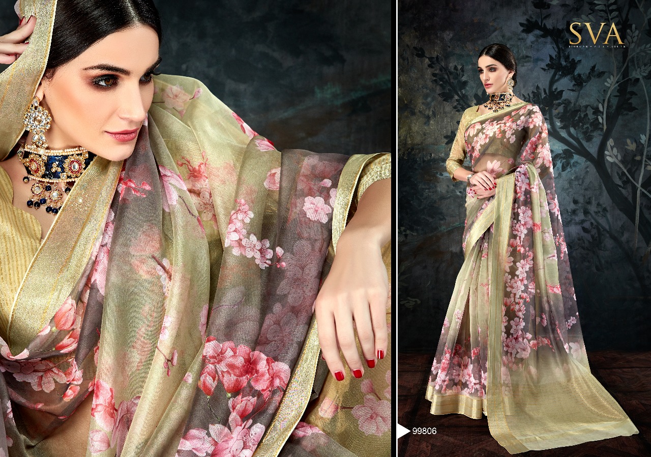 Organza Sarees By Sva 99801 To 99810 Series Designer Indian Traditional Wear Collection Beautiful Stylish Fancy Colorful Party Wear & Occasional Wear Pure Organza Sarees At Wholesale Price