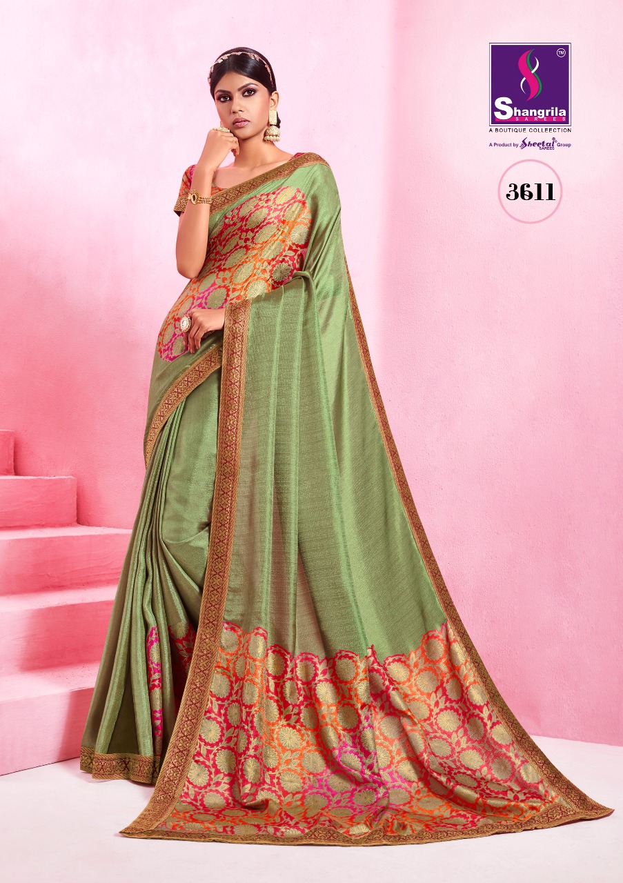 Overseas By Shangrila Sarees 3611 To 3622 Series Indian Traditional Wear Collection Beautiful Stylish Fancy Colorful Party Wear & Occasional Wear Fancy Silk Sarees At Wholesale Price