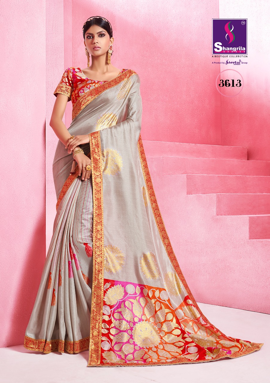 Overseas By Shangrila Sarees 3611 To 3622 Series Indian Traditional Wear Collection Beautiful Stylish Fancy Colorful Party Wear & Occasional Wear Fancy Silk Sarees At Wholesale Price