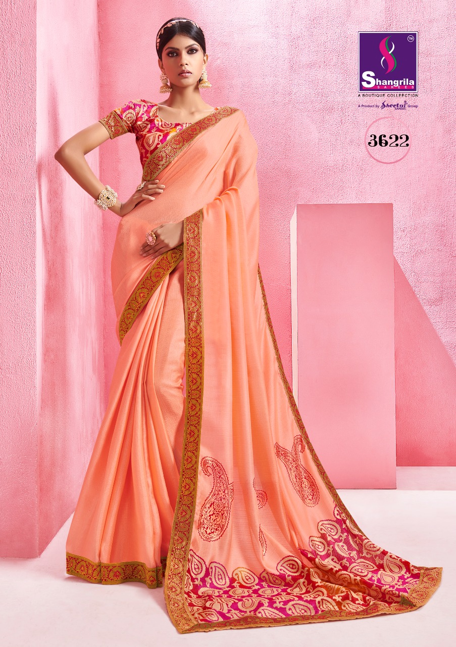Overseas By Shangrila Sarees 3611 To 3622 Series Indian Traditional Wear Collection Beautiful Stylish Fancy Colorful Party Wear & Occasional Wear Fancy Silk Sarees At Wholesale Price