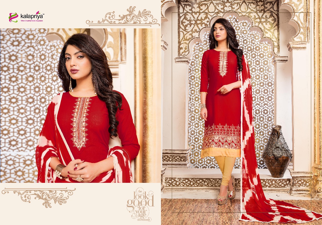Padmavati By Kalapriya 1001 To 1008 Series Beautiful Stylish Fancy Colorful Ethnic Wear & Party Wear & Casual Wear Cotton Slub Embroidered Dresses At Wholesale Price