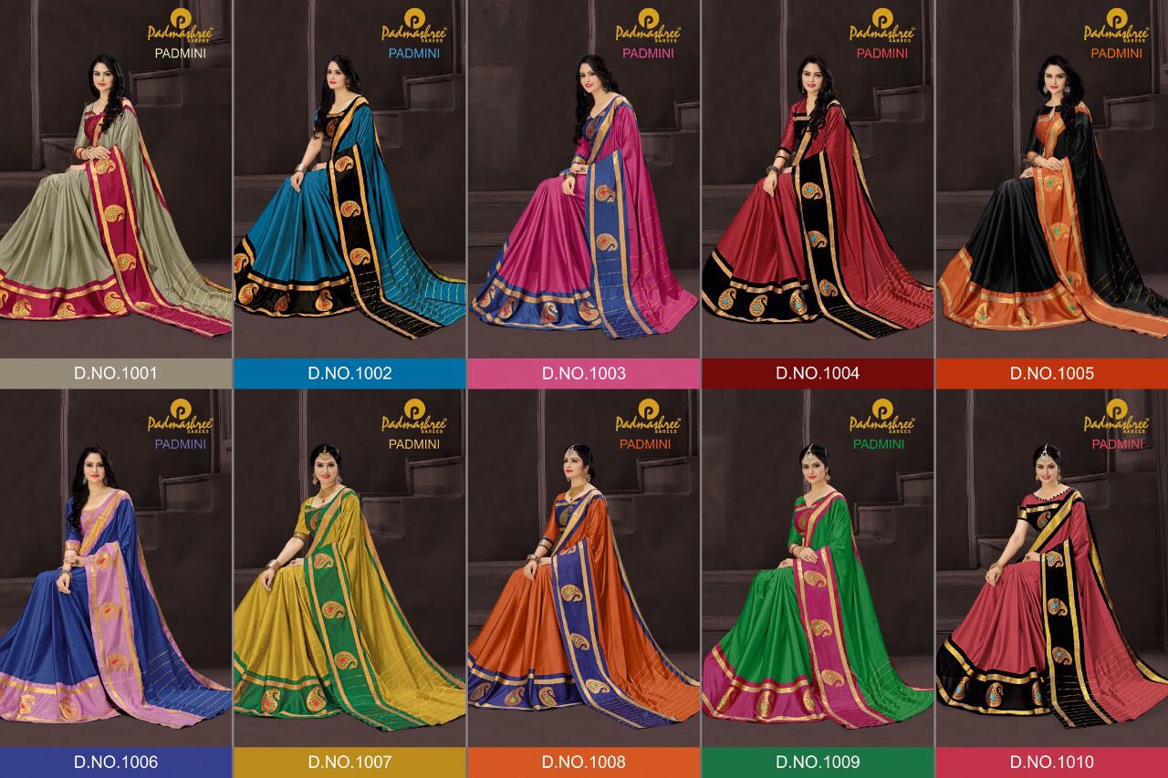 Padmini By Padmashreee Sarees 1001 To 1010 Series Designer Wedding Collection Beautiful Traditional Wear Colorful Stylish Fancy Party Wear & Occasional Wear Silk Cotton Sarees At Wholesale Price