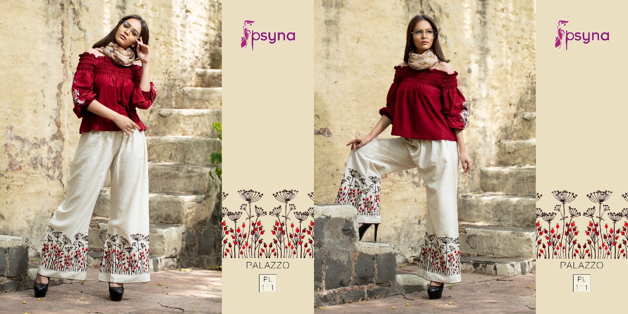 Palazzo Vol-11 By Psyna 110 To 119 Series Stylish Colorful Beautiful Fancy Casual Wear & Ethnic Wear & Ready To Wear Cotton Flex Palazzos At Wholesale Price