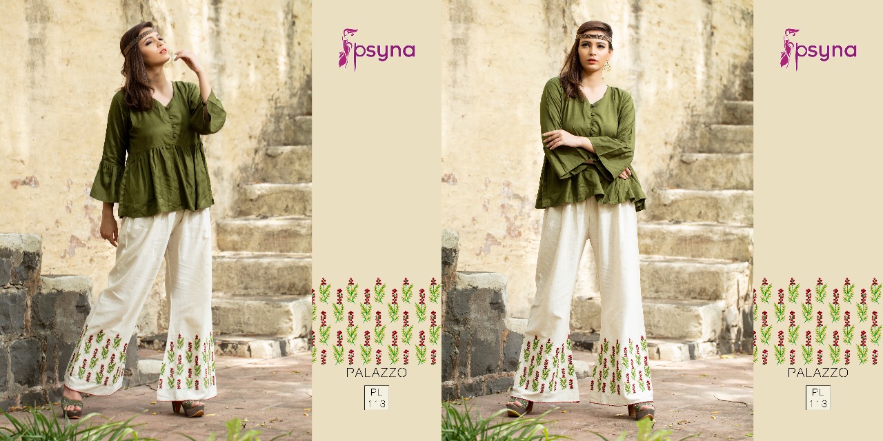 Palazzo Vol-11 By Psyna 110 To 119 Series Stylish Colorful Beautiful Fancy Casual Wear & Ethnic Wear & Ready To Wear Cotton Flex Palazzos At Wholesale Price