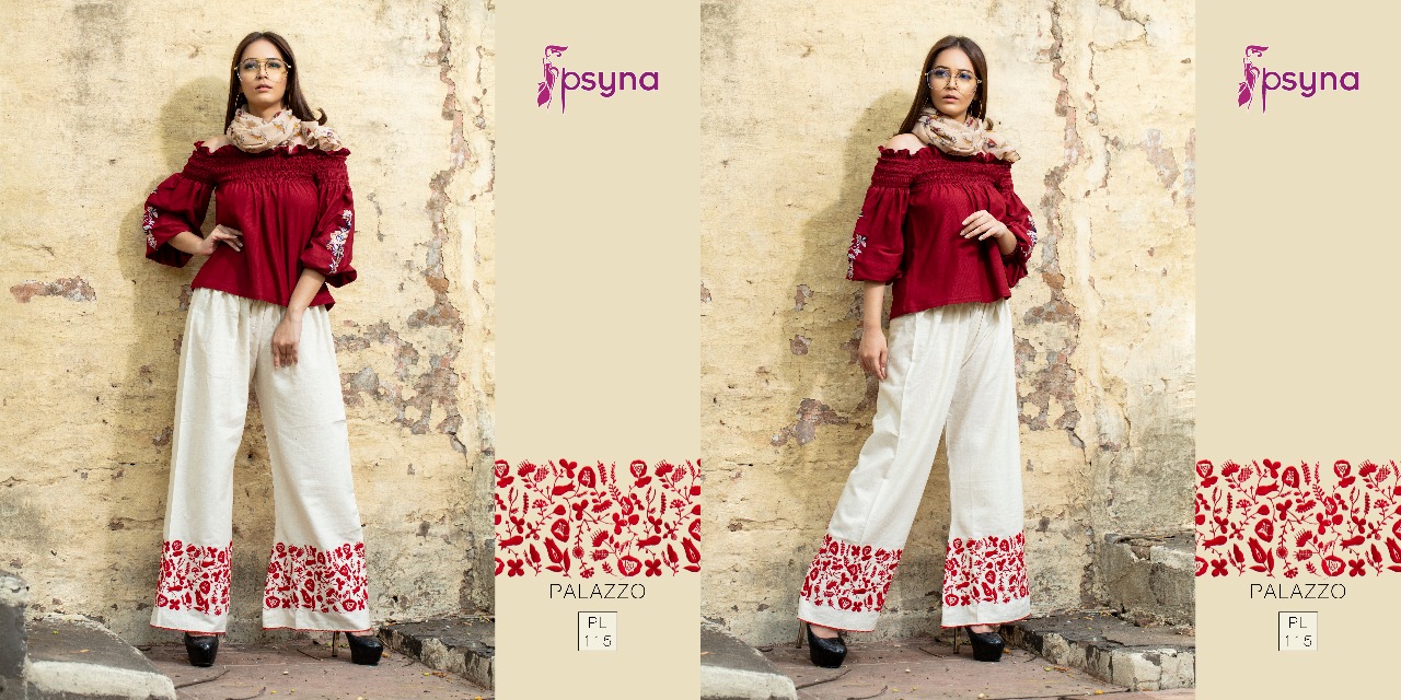 Palazzo Vol-11 By Psyna 110 To 119 Series Stylish Colorful Beautiful Fancy Casual Wear & Ethnic Wear & Ready To Wear Cotton Flex Palazzos At Wholesale Price