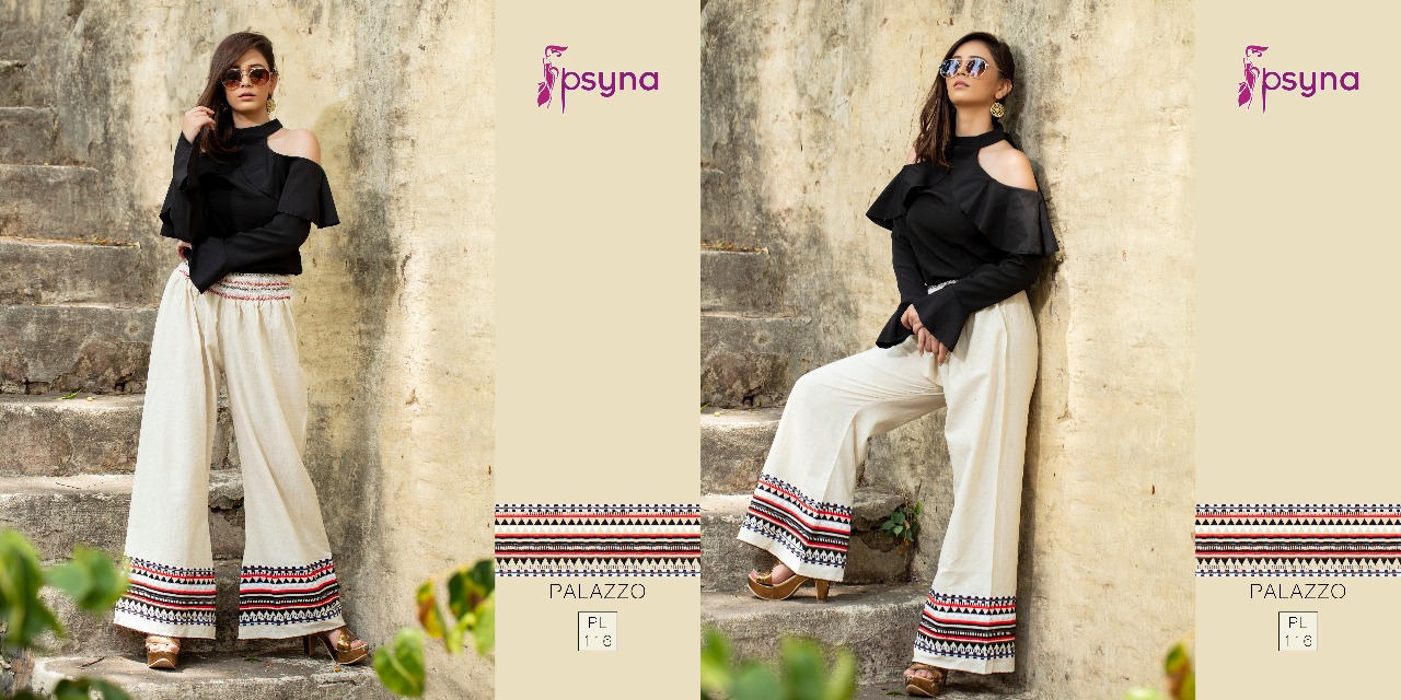 Palazzo Vol-11 By Psyna 110 To 119 Series Stylish Colorful Beautiful Fancy Casual Wear & Ethnic Wear & Ready To Wear Cotton Flex Palazzos At Wholesale Price